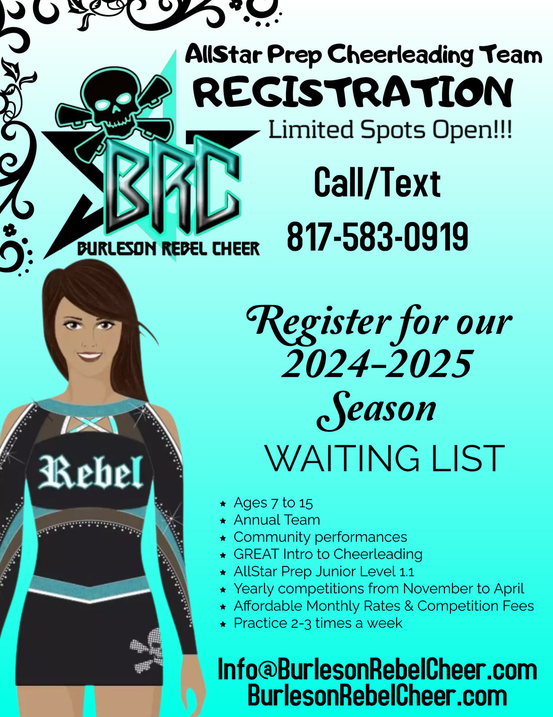 Register today for 2024-2025 season – BurlesonRebelCheer